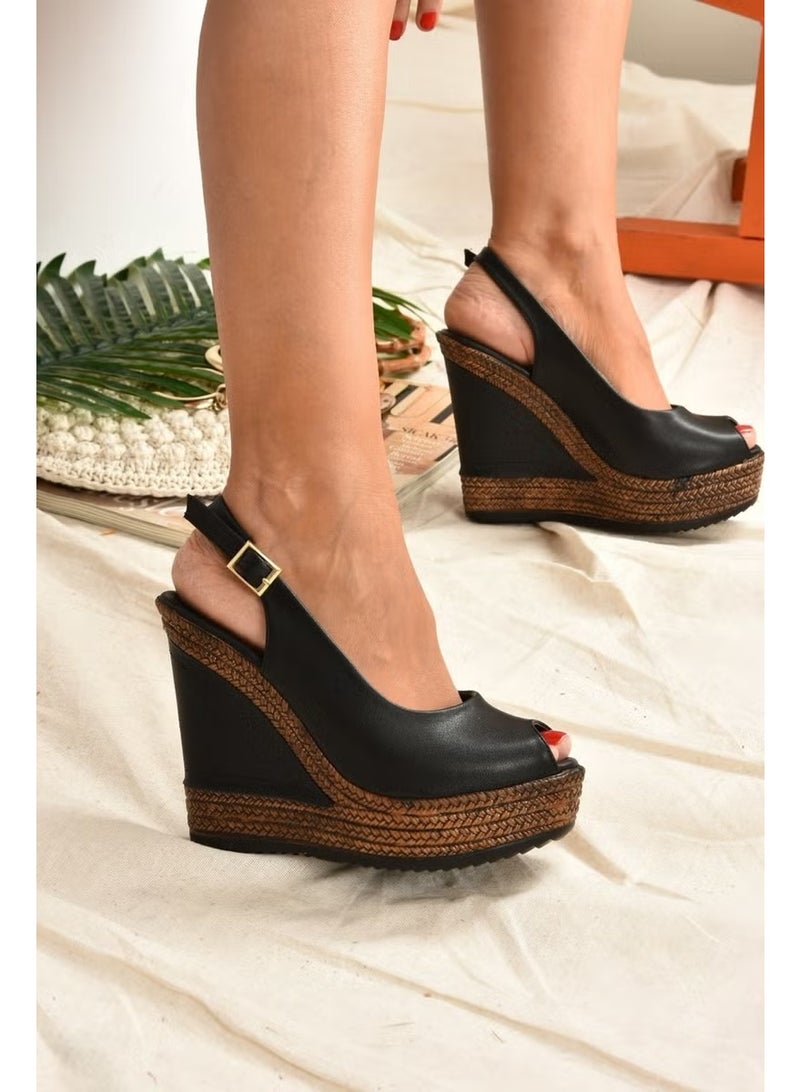 Fox Shoes Black Women's Wedge Heeled Shoes 9674070803 - Image 3